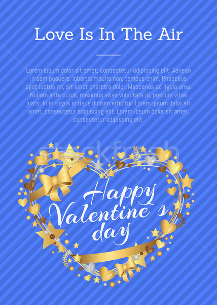 Happy Valentines Day Inscription in Golden Frame Stock photo © robuart