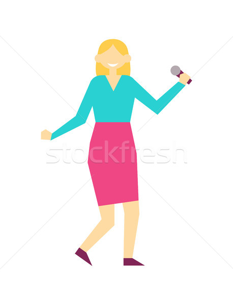 Female Singing with Mike, Vector Illustration Stock photo © robuart