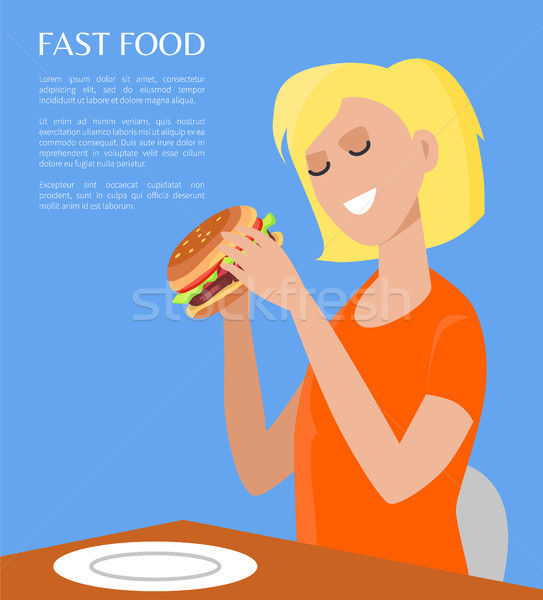 Fast Food Poster and Woman Vector Illustration Stock photo © robuart