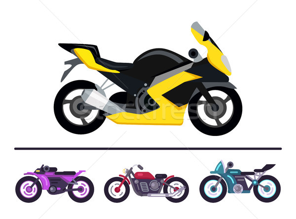 Modern Bike Design Yellow Scooter Set Motorbikes Stock photo © robuart