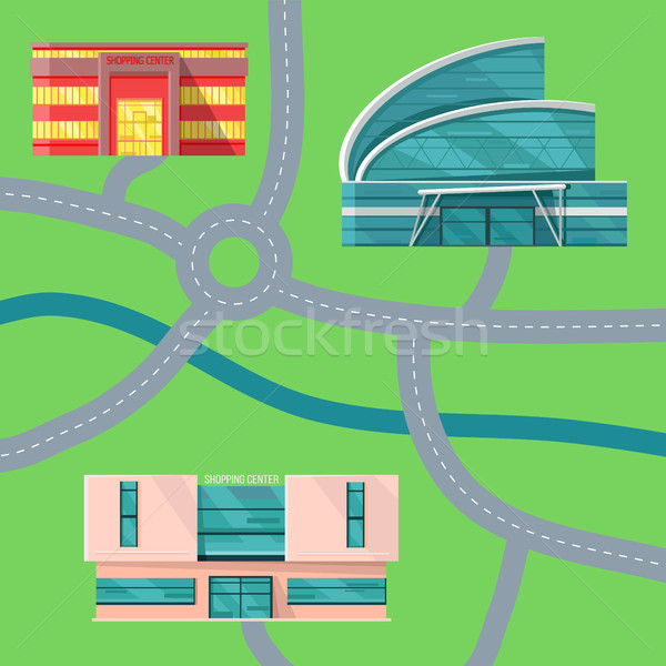 Stock fotó: Vásárlás · központ · térkép · terv · modern · irodaépület