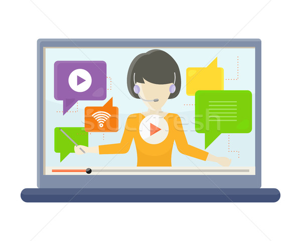 Interactiv învăţare laptop ecran ecranul calculatorului Imagine de stoc © robuart