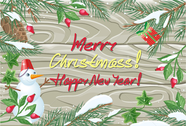 Merry Christmas and Happy New Year Poster. Vector Stock photo © robuart