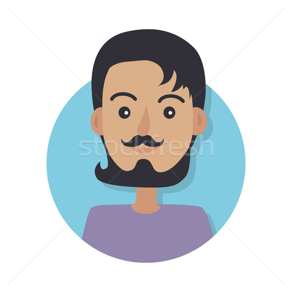 Kalap fiatalember fejviselet sötét haj avatar ikon Stock fotó © robuart