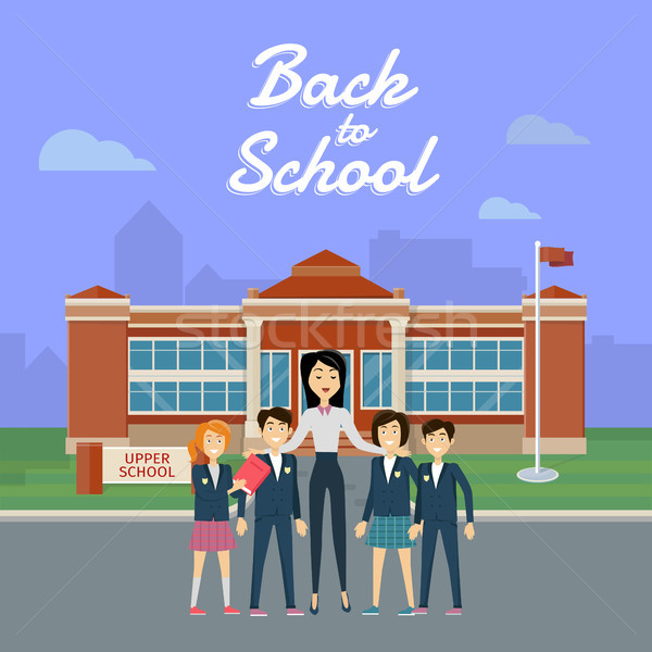 Back to School. Teacher with Pupils on School Yard Stock photo © robuart