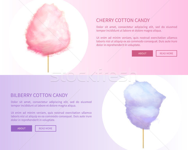 Cherry and Bilberry Cotton Candies Web Banners Stock photo © robuart