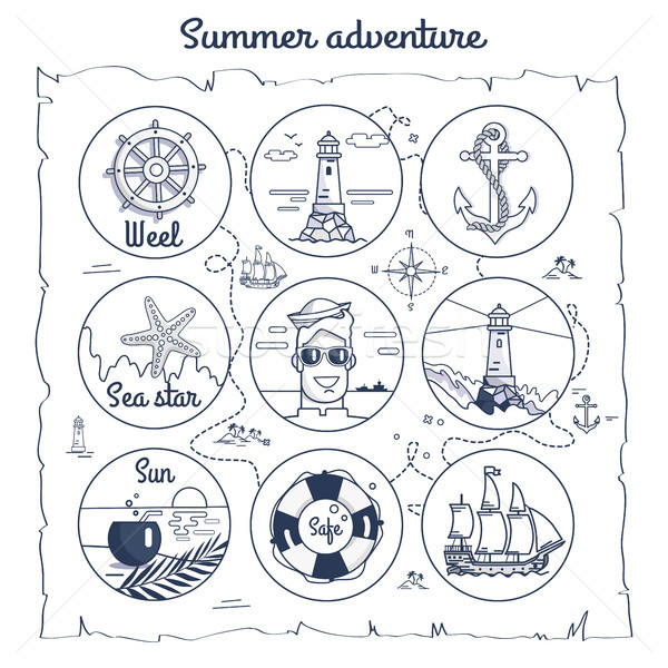 Summer Adventure Map Depicting Multiple Icons Stock photo © robuart
