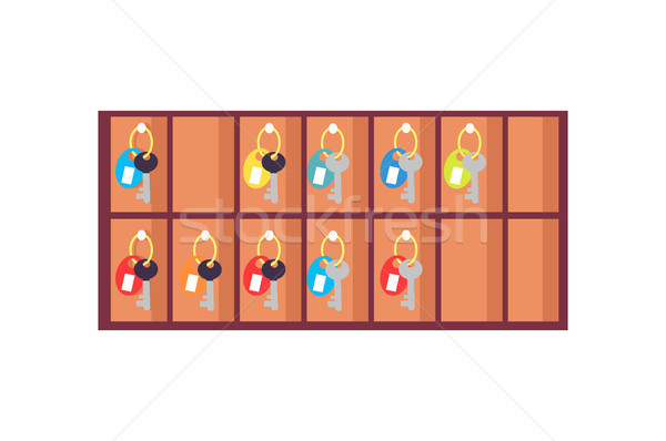 Kastje sleutels icon kamers kleurrijk hotel Stockfoto © robuart