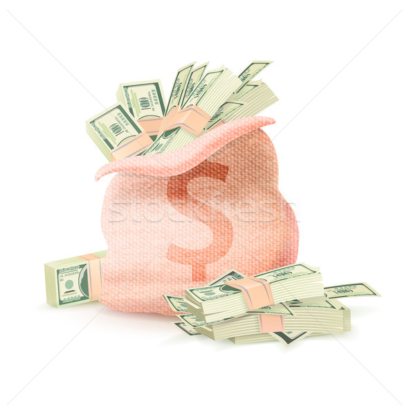 Open Sack with Dollar Sign Full of Green Banknotes Stock photo © robuart