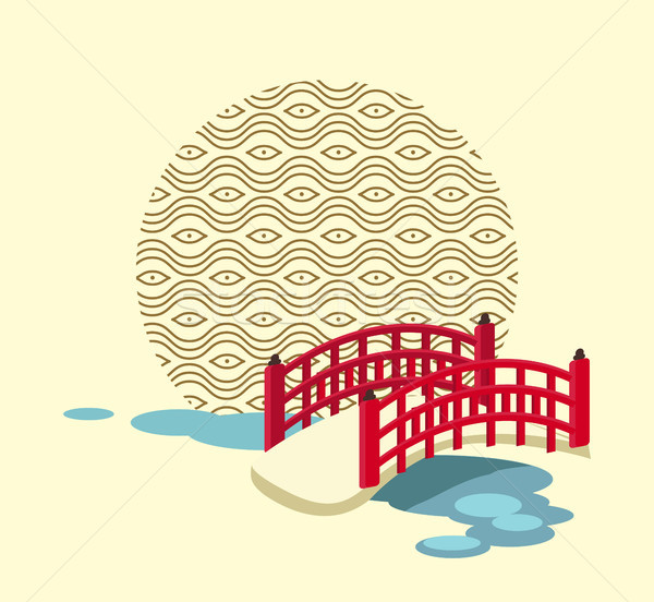 Japanese Bridge over River and Circle with Pattern Stock photo © robuart