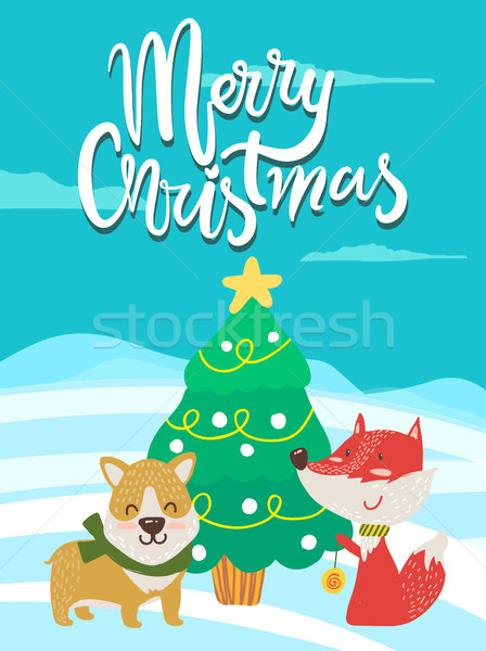 Foto d'archivio: Allegro · Natale · poster · congratulazione · Fox · complimenti