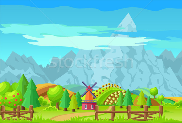 Scene of Mountains Greenery Vector Illustration Stock photo © robuart