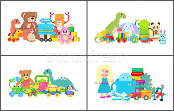 Doll and Teddy Bear Collection Vector Illustration Stock photo © robuart