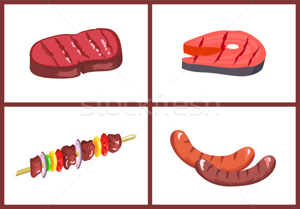 Barbacoa comida establecer cuatro color vector Foto stock © robuart