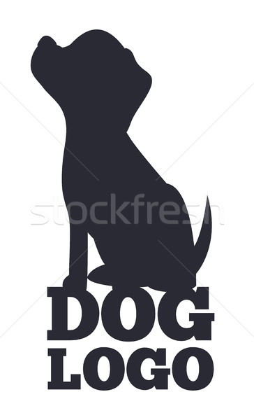 Cão preto e branco cartão logotipo cães silhueta Foto stock © robuart