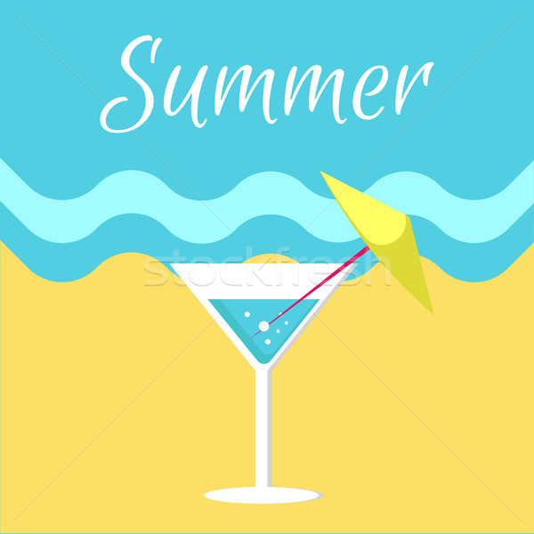 Summer Poster with Martini Glass on Beach Vector Stock photo © robuart