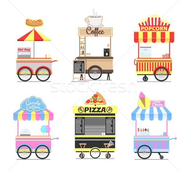 Stradă fast food mobil luminos set Imagine de stoc © robuart