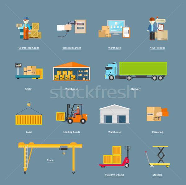 Icônes transport logistique entrepôt production [[stock_photo]] © robuart