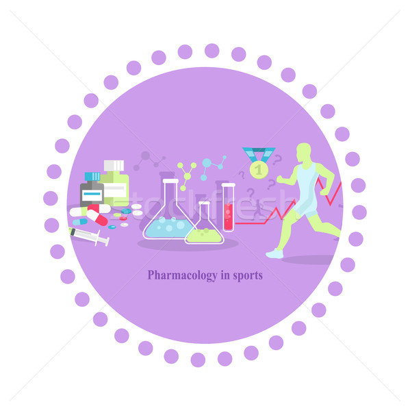 Stock photo: Pharmacology in Sport Icon Flat Isolated