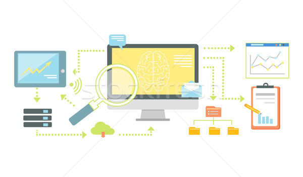 Smart technologii seo analityka ikona internetowych Zdjęcia stock © robuart