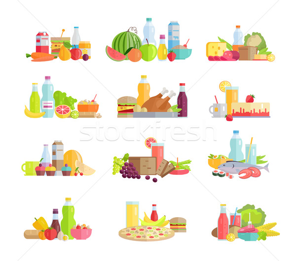 Big Collection of Food Concepts in Flat Design. Stock photo © robuart