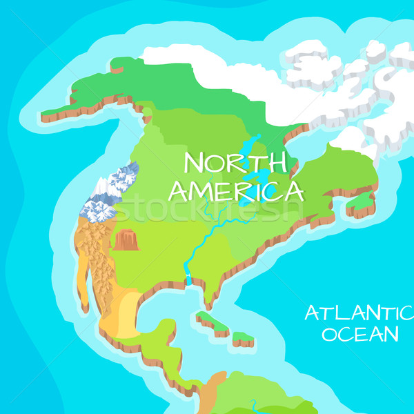 Foto stock: Norte · américa · vetor · desenho · animado · alívio · mapa