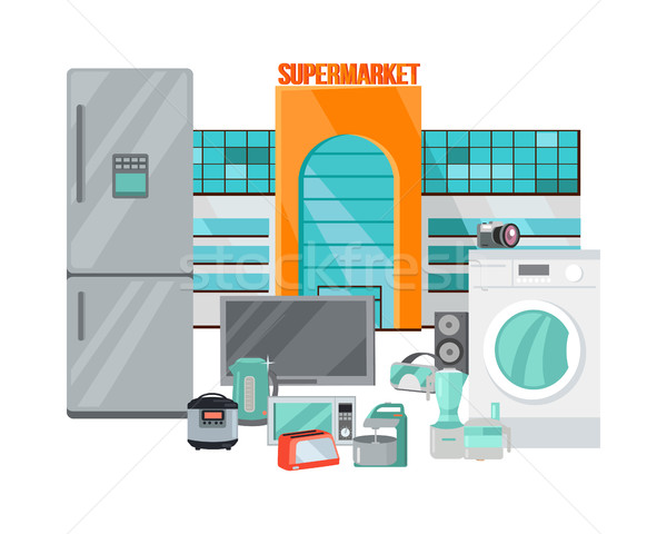Supermarché vente domestique appareils style illustration [[stock_photo]] © robuart