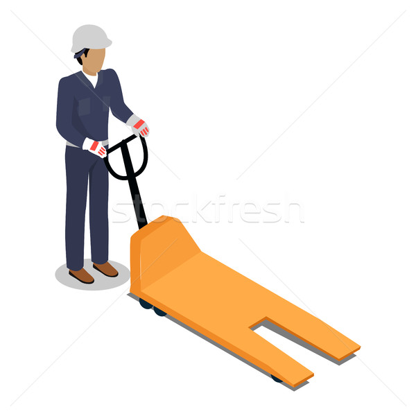 Warehouse Worker with Empty Electric Forklift Stock photo © robuart