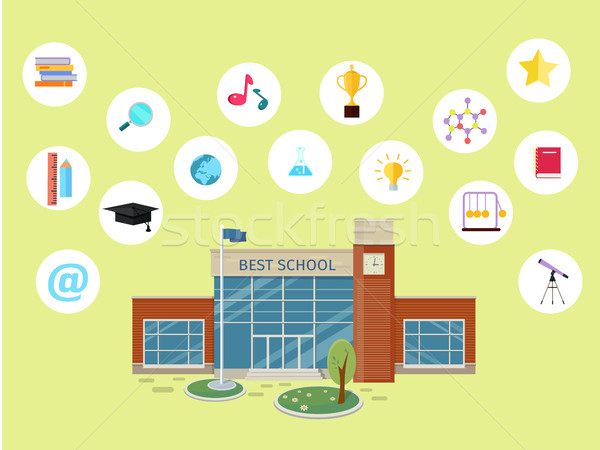 Set of School Icons. Building Book Devices. Vector Stock photo © robuart