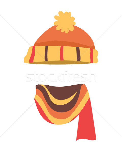 Hat. Brightful Winter Warm Headwear and Long Scarf Stock photo © robuart