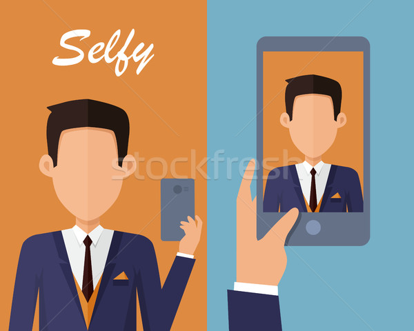 Smartphone jeune homme autoportrait propre téléphone portable Photo stock © robuart