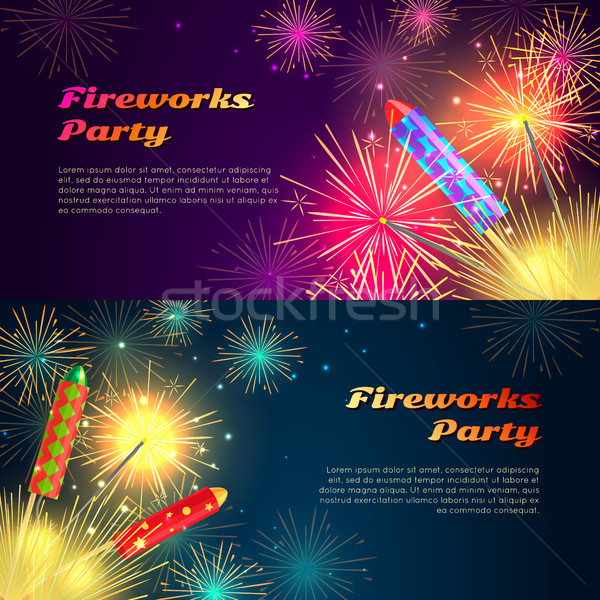 Colourful Exploding Rockets on Bright Background Stock photo © robuart