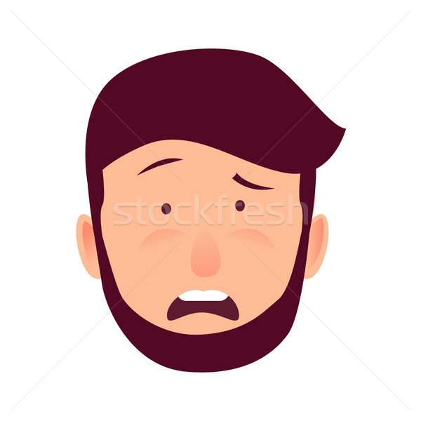 Arckifejezés illusztráció emberi érzelem szakállas férfi Stock fotó © robuart