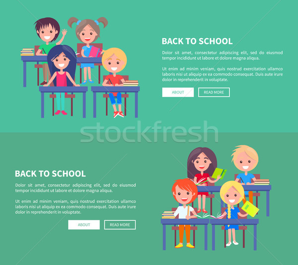 Stock photo: Back to School Template Poster with Small Pupils