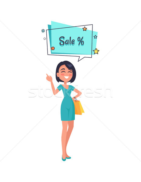 Woman Thinking about Sales, Dressed in Blue Gown Stock photo © robuart