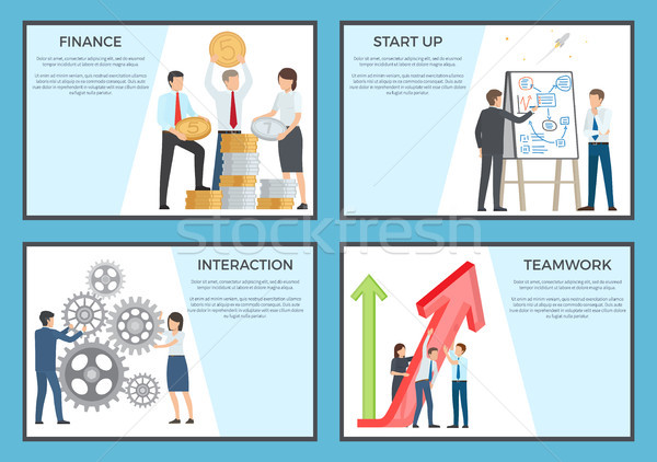 Set of Cartoon Style Posters Dedicated to Business Stock photo © robuart