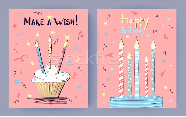 Make a Wish Happy Birthday Vector Illustration Stock photo © robuart