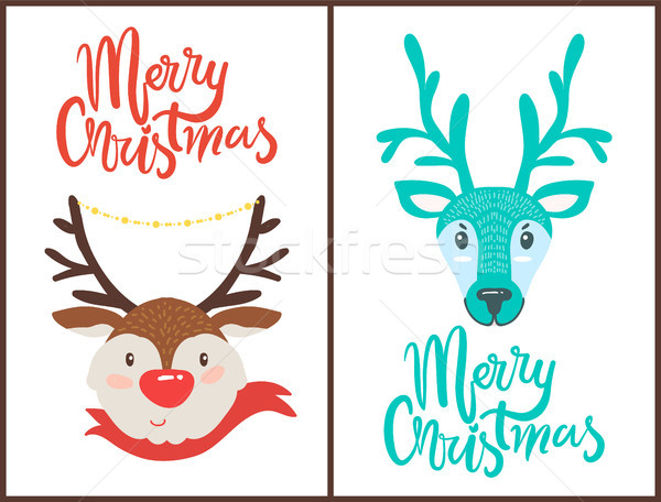 Merry Christmas Reindeers Vector Illustration Stock photo © robuart