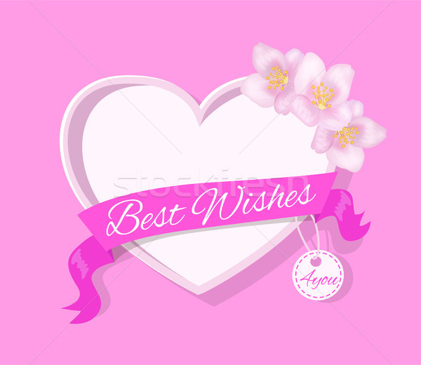 Legjobb kívánságok üdvözlőlap terv szív szív alak Stock fotó © robuart
