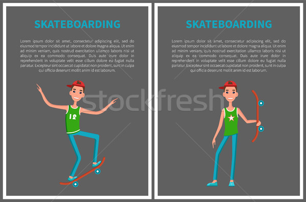 Skateboarding Vector Poster with Skateboarder Text Stock photo © robuart