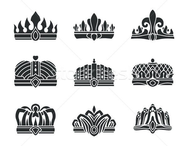 Royal Crowns with Unusual Design Monochrome Set Stock photo © robuart