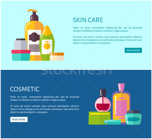 Skincare Cosmetic Promotional Internet Pages Set Stock photo © robuart