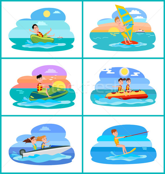Donut Ride Set of Activities Vector Illustration Stock photo © robuart