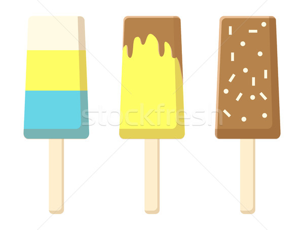 Set of Ice-creams, Chocolate Ice Cream on Stick Stock photo © robuart