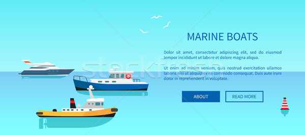 Marine Boats Colorful Card Vector Illustration Stock photo © robuart