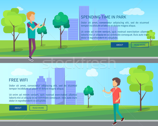 Arbeit Frischluft städtischen Park Web Banner Stock foto © robuart
