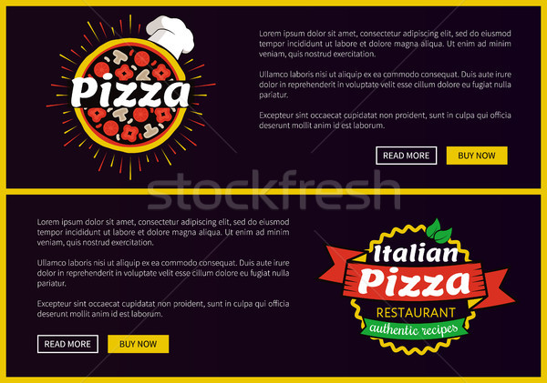 Pizza and Italian Recipes Set Vector Illustration Stock photo © robuart