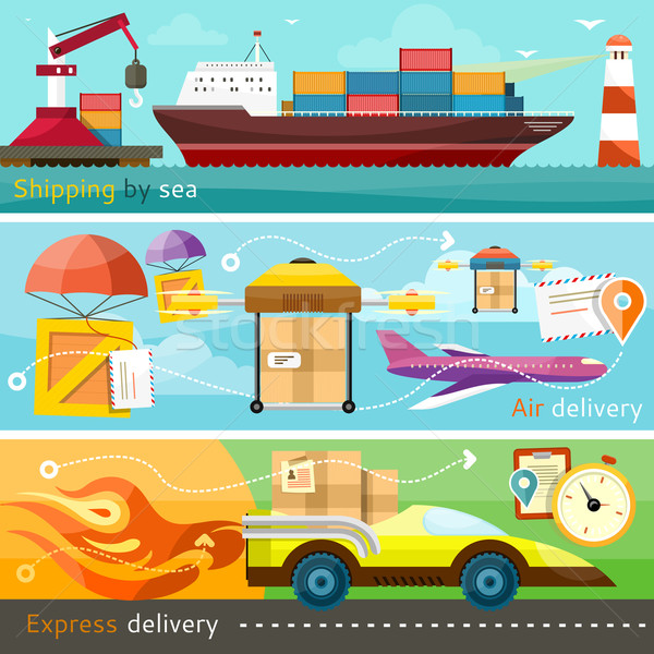 Shipping, delivery car, ship, plane Stock photo © robuart