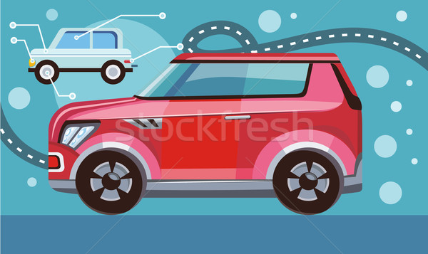 Piros autó autópálya 3D izometrikus magas Stock fotó © robuart
