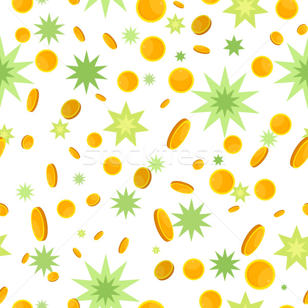 Seamless Pattern with Coins and Star Splashes. Stock photo © robuart